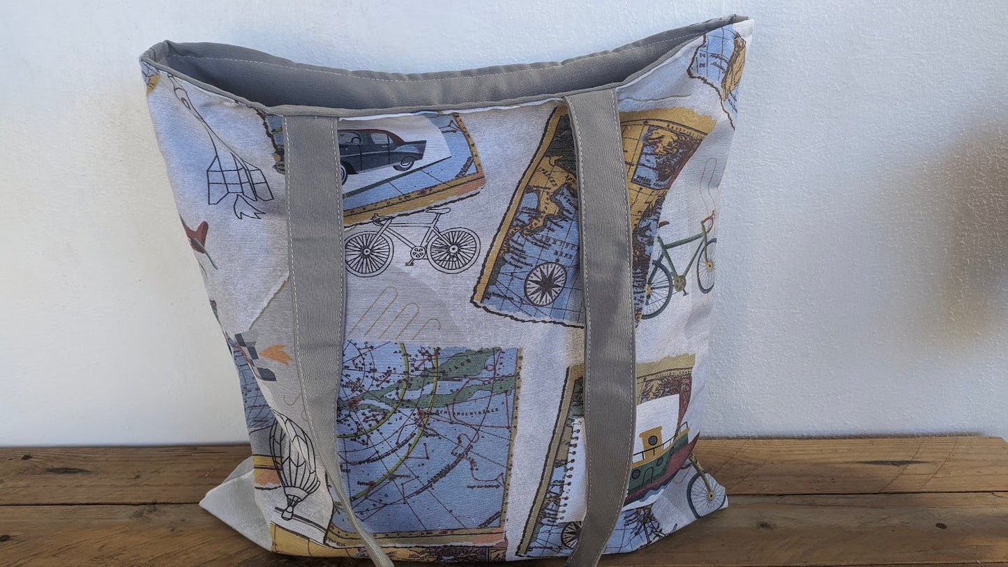 Travel Themed Full-Lined Tote Bag | Greek Summer Gift
