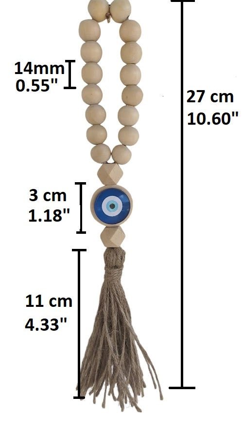 Boho Wooden Evil Eye Wall Hanging | Greek Home Decor
