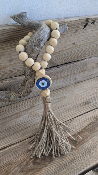Boho Wooden Evil Eye Wall Hanging | Greek Home Decor