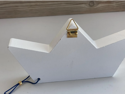 Bateau en Bois avec Oeil Bleu – Suspension Murale ou Décoration de Table 