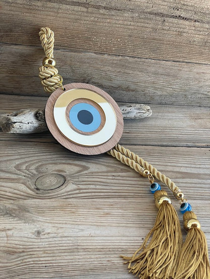 Wooden Evil Eye Wall Hanging - House Blessing - Housewarming Gift