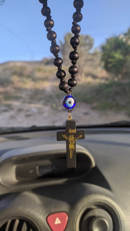 Wooden Cross Car Charm - Rearview Cross Charm - Car Accessories