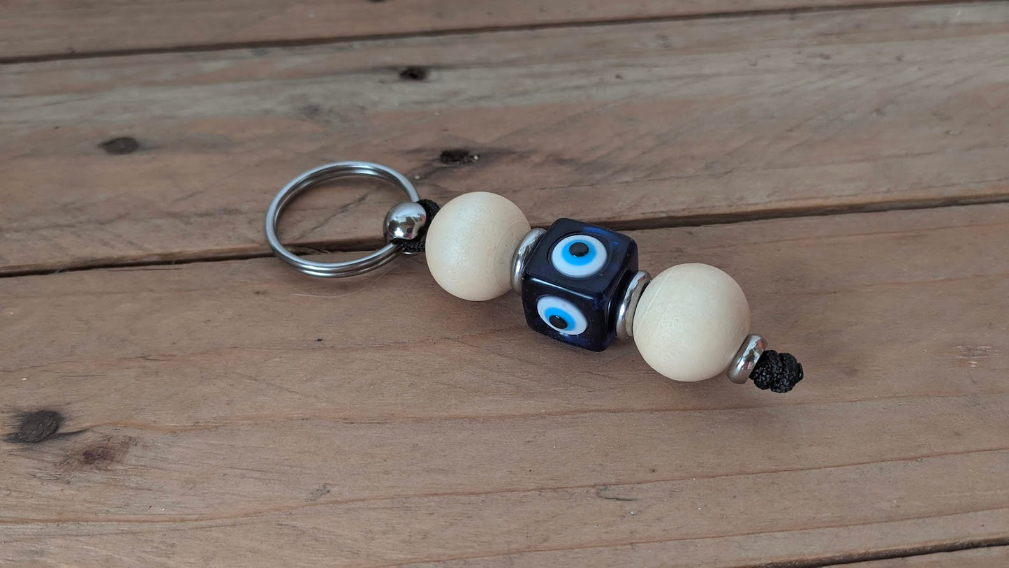 Wooden Evil Eye Keychain - Car/House Protection - Greek Gift