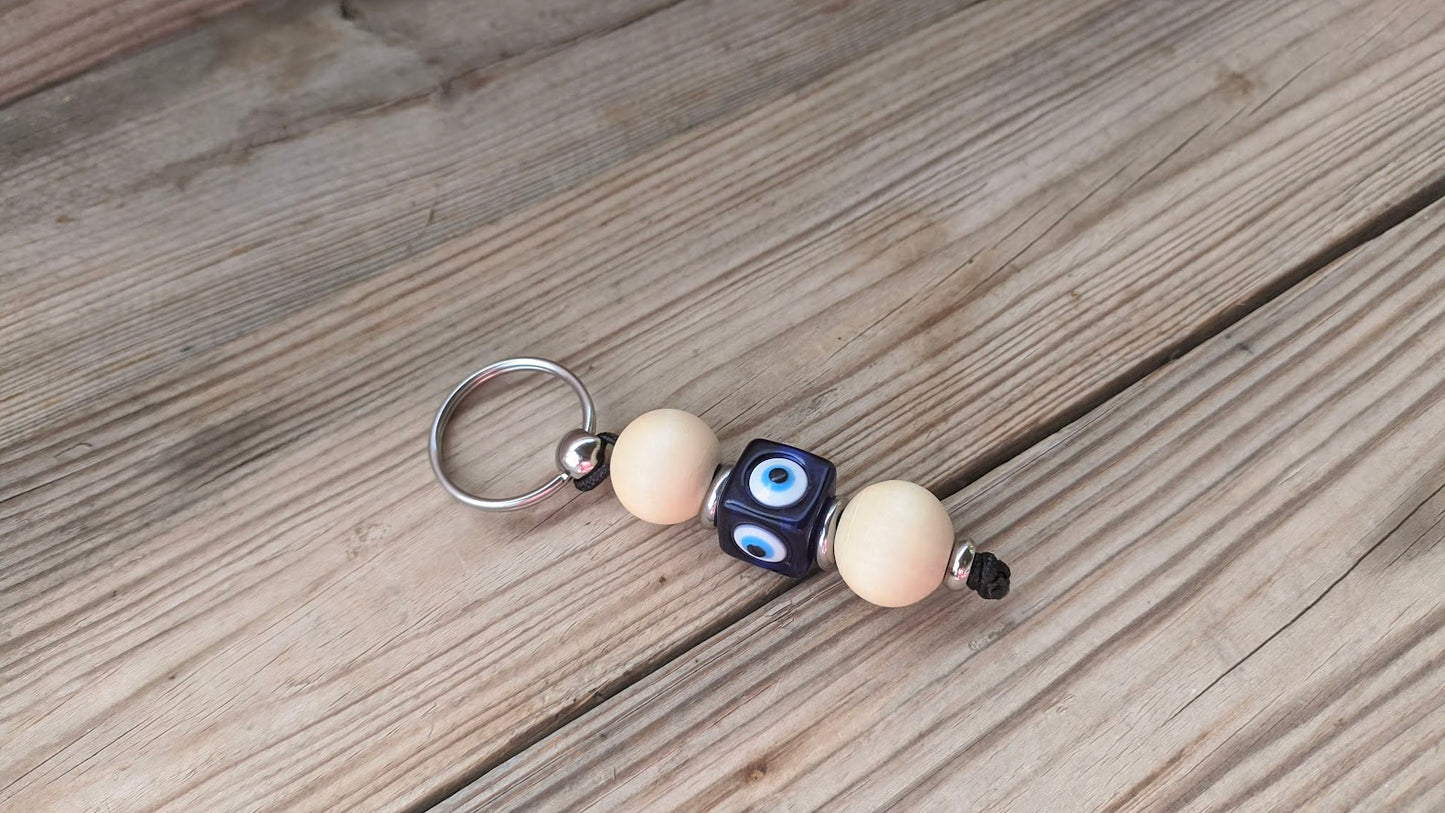 Wooden Evil Eye Keychain - Car/House Protection - Greek Gift