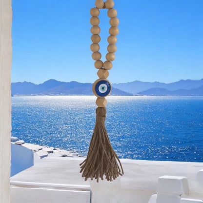 Wooden Evil Eye Wall Hanging, Greek Gift, House Protection