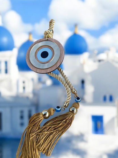 Wooden Evil Eye Wall Hanging - House Blessing - Housewarming Gift