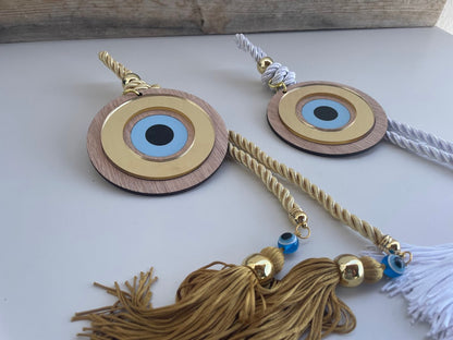 Wooden Evil Eye Wall Hanging - House Blessing - Housewarming Gift