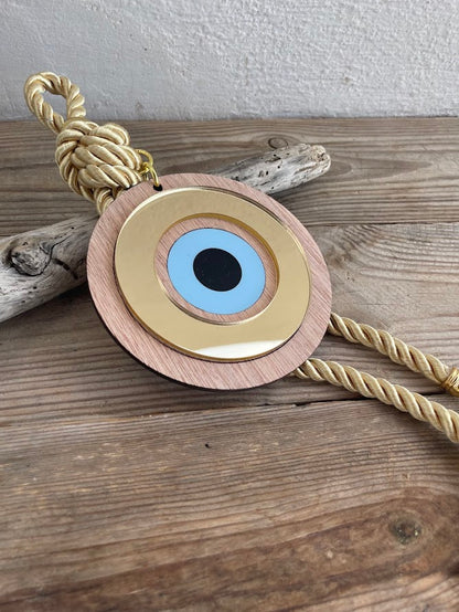 Wooden Evil Eye Wall Hanging - House Blessing - Housewarming Gift
