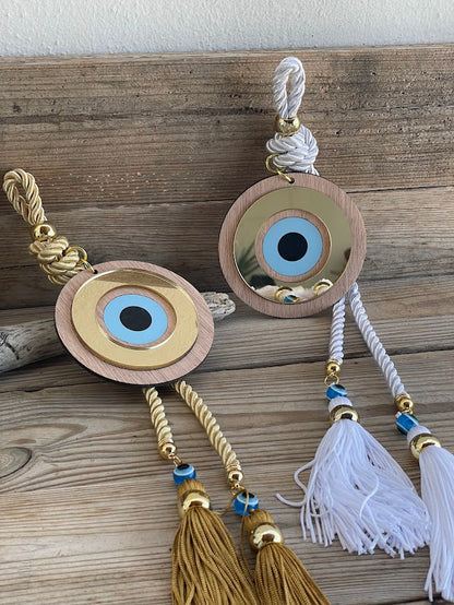 Wooden Evil Eye Wall Hanging - House Blessing - Housewarming Gift