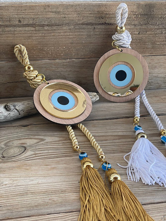 Wooden Evil Eye Wall Hanging - House Blessing - Housewarming Gift