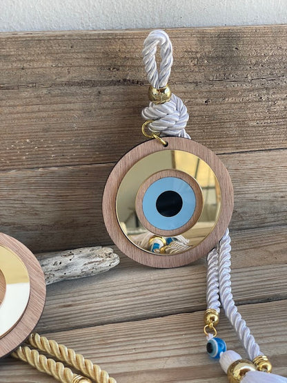 Wooden Evil Eye Wall Hanging - House Blessing - Housewarming Gift