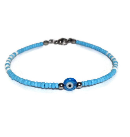 Bracelet Perles Rocailles Oeil Bleu - Minimaliste - 