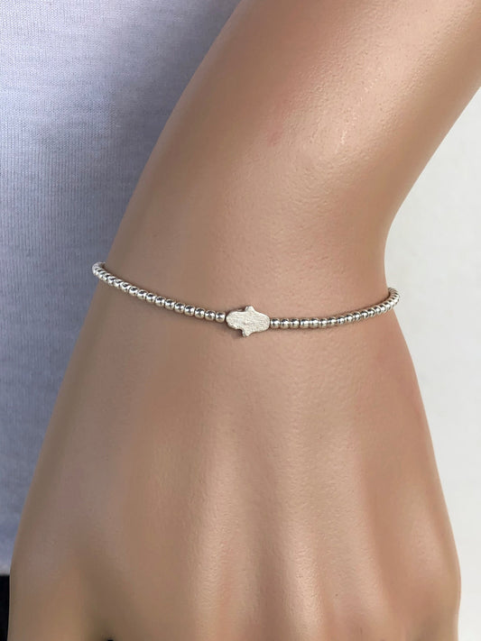 Dainty Hamsa Hand  Bracelet - Sterling silver bracelet - Gift for her