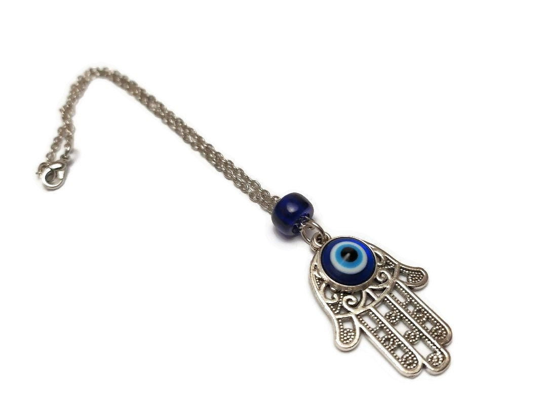Evil Eye Hamsa Hand Rearview Mirror - Car charm - Greek gift