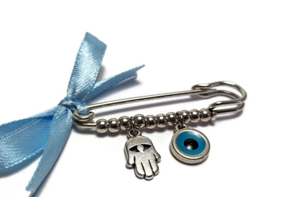 Broche Main de Fatma Oeil Bleu  - Protection bébé - Porte Bonheur Grec