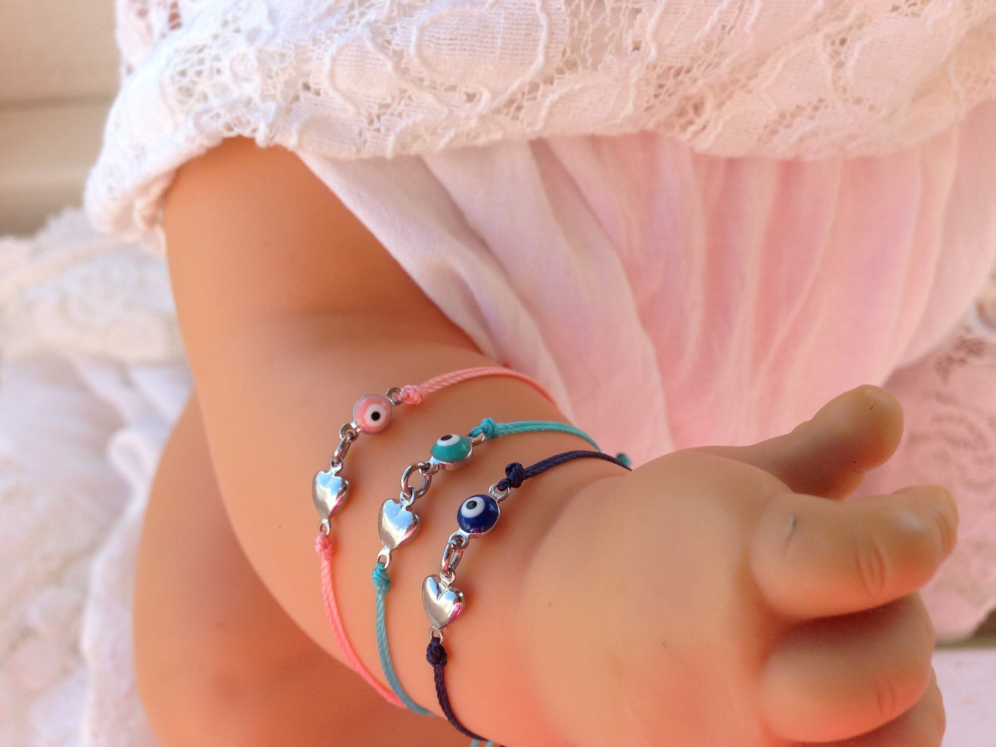 Bracelet Bébé Oeil Bleu et Coeur - Bracelet protection - Cadeau bébé
