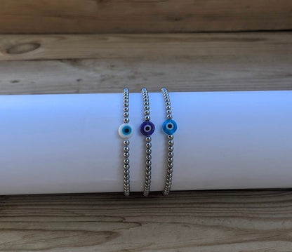 Bracelet Oeil Bleu Hematite - Bijou Femme ou Homme