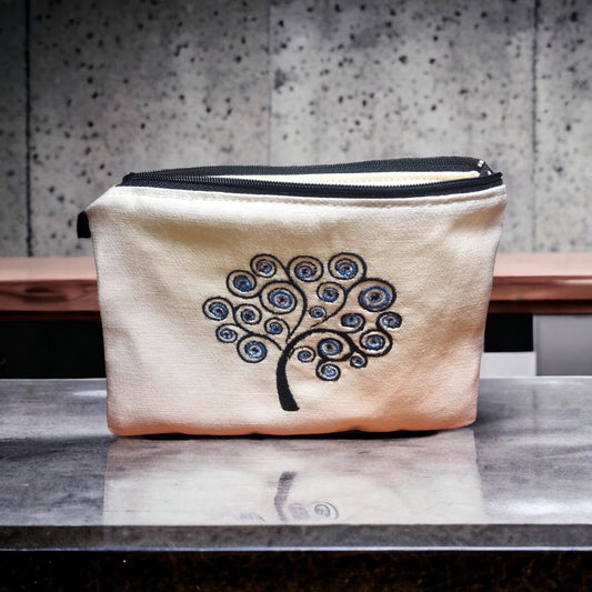 Pochette Tissu Brodée Αrbre de Vie 