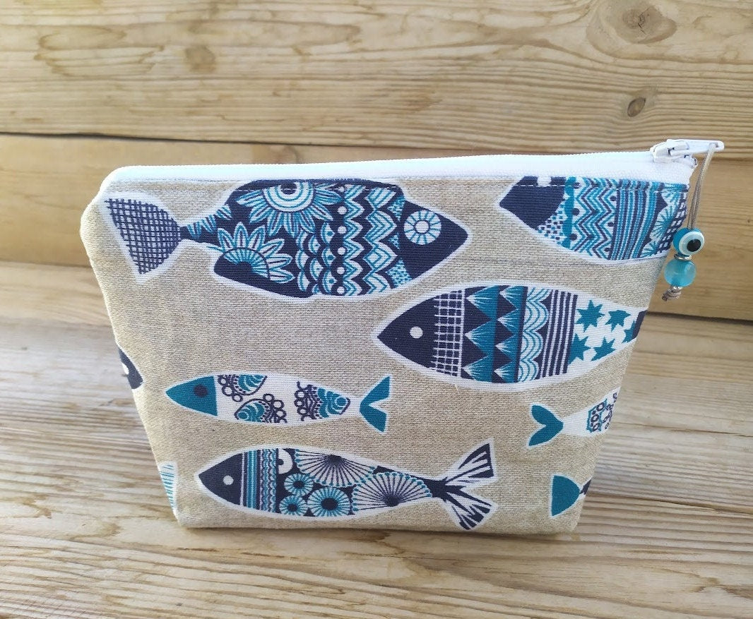 Sac de maquillage en tissu de poisson - Cadeau grec - Cadeau pour elle