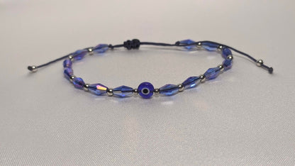 Bracelet Oeil Bleu en Verre  - Bracelet porte Bonheur