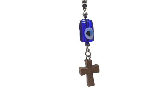 Evil Eye Cross Mirror Charm - Car Charm -  Car Protection