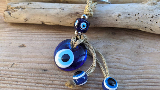 Porte-clés en verre Oeil Bleu - Bijou de sac - Décoration voiture