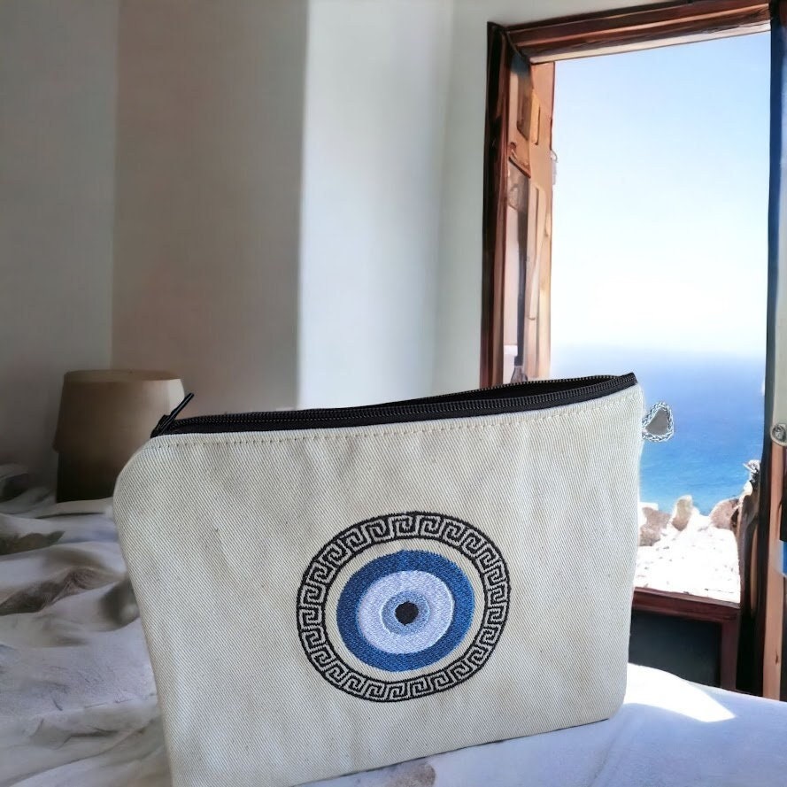 Greek Key Evil Eye Purse – Evil Eye Pouch – Greek Souvenir