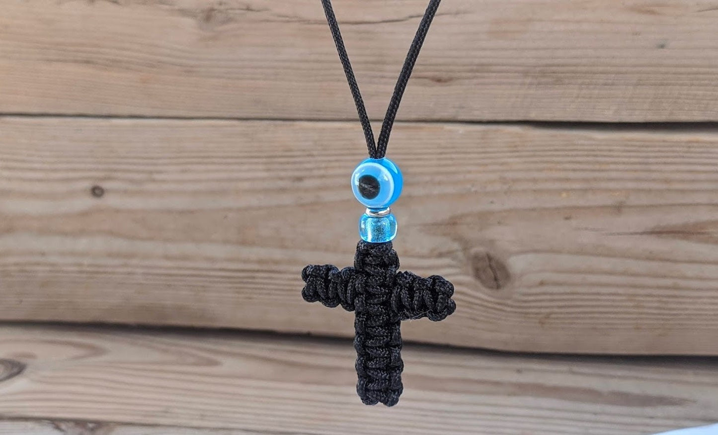 Macrame Evil Eye Cross Car Mirror Charm | Car Protection | Handcrafted
