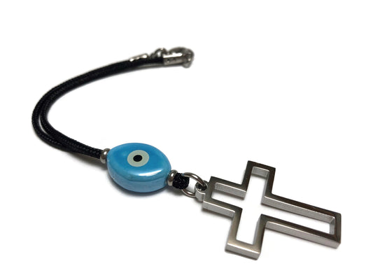 Evil Eye Cross Car Mirror Charm - New Driver Gift - Car Protection