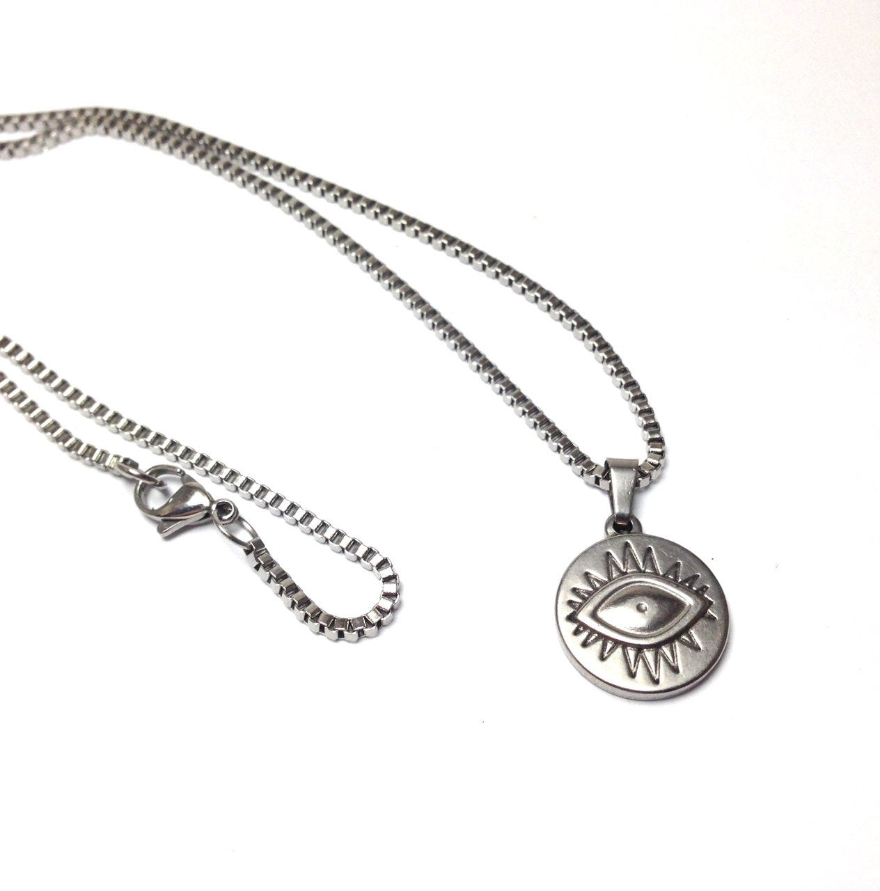 Men's Evil Eye Necklace in Stainless Steel - Men's gift -  Men's Protection