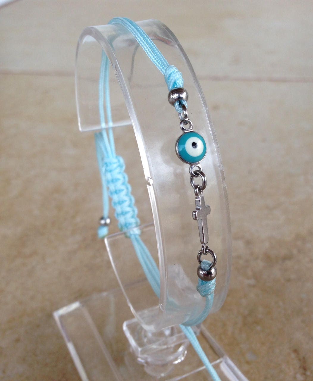 Turquoise evil eye cross bracelet