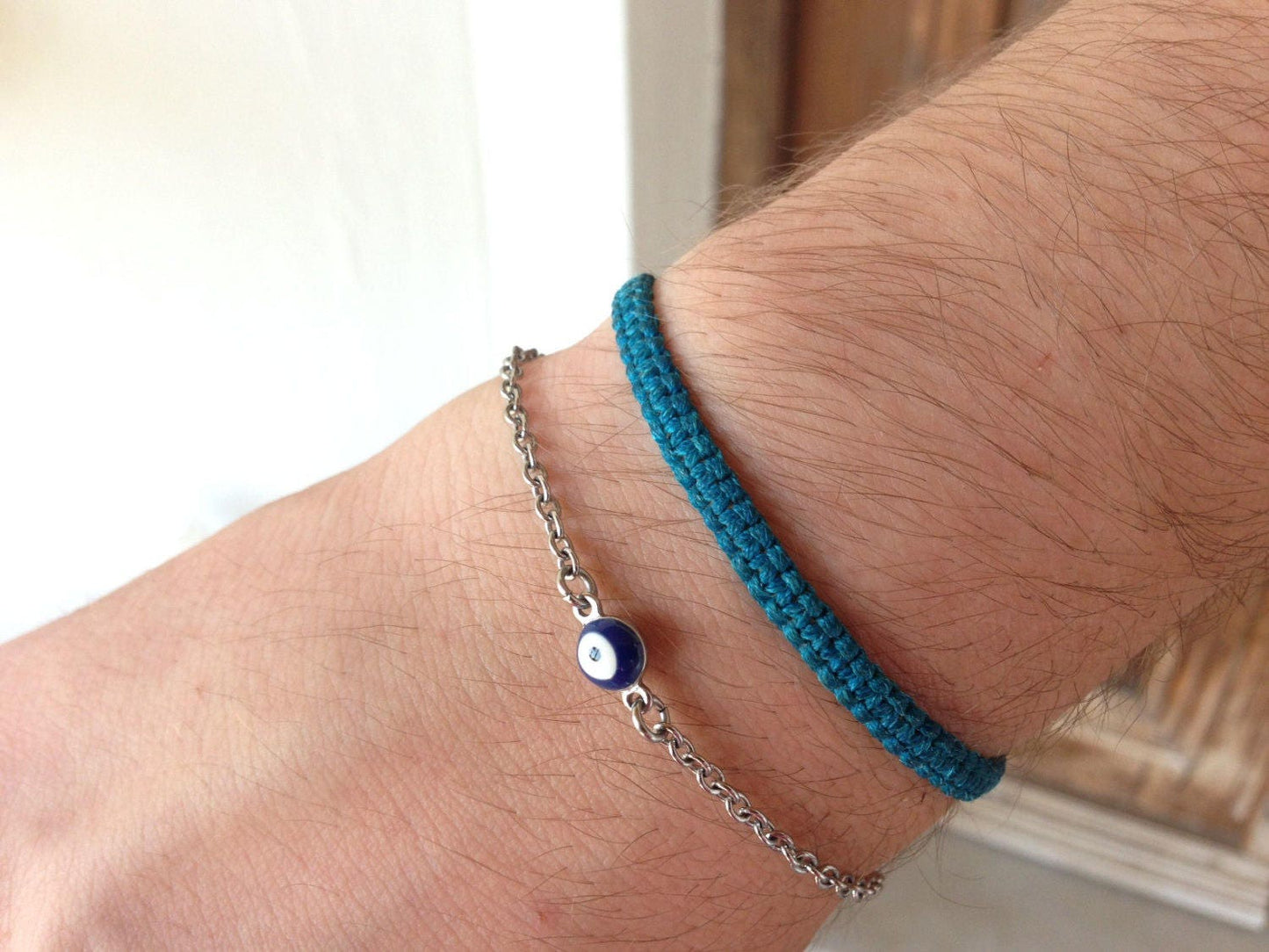 Evil eye bracelet  - dark blue eye - stainless steel - protection - Greek jewelry - Gift for her or for him - stainless jewelry