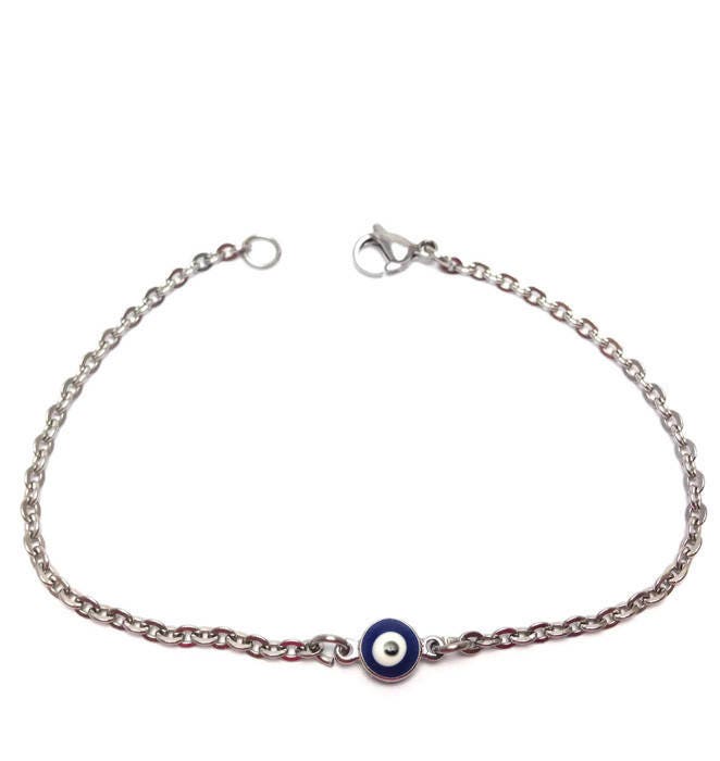 Evil eye bracelet  - dark blue eye - stainless steel - protection - Greek jewelry - Gift for her or for him - stainless jewelry