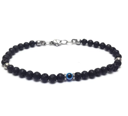 Men's Evil Eye Lava Bracelet - Lava Stone Bracelet -  Mens bracelet