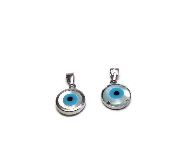 Evil eye MOP pendant necklace in 925 sterling silver - Greek gift