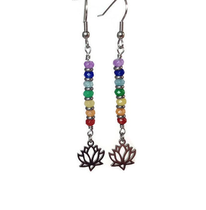 Boucles d'oreilles pendantes 7 Chakra