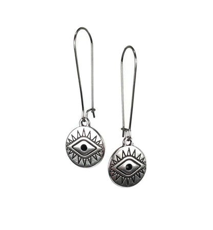 Evil Eye Dangle Earrings - Stainless Steel Earrings - Made in Greece