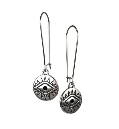 Evil Eye Dangle Earrings - Stainless Steel Earrings - Made in Greece