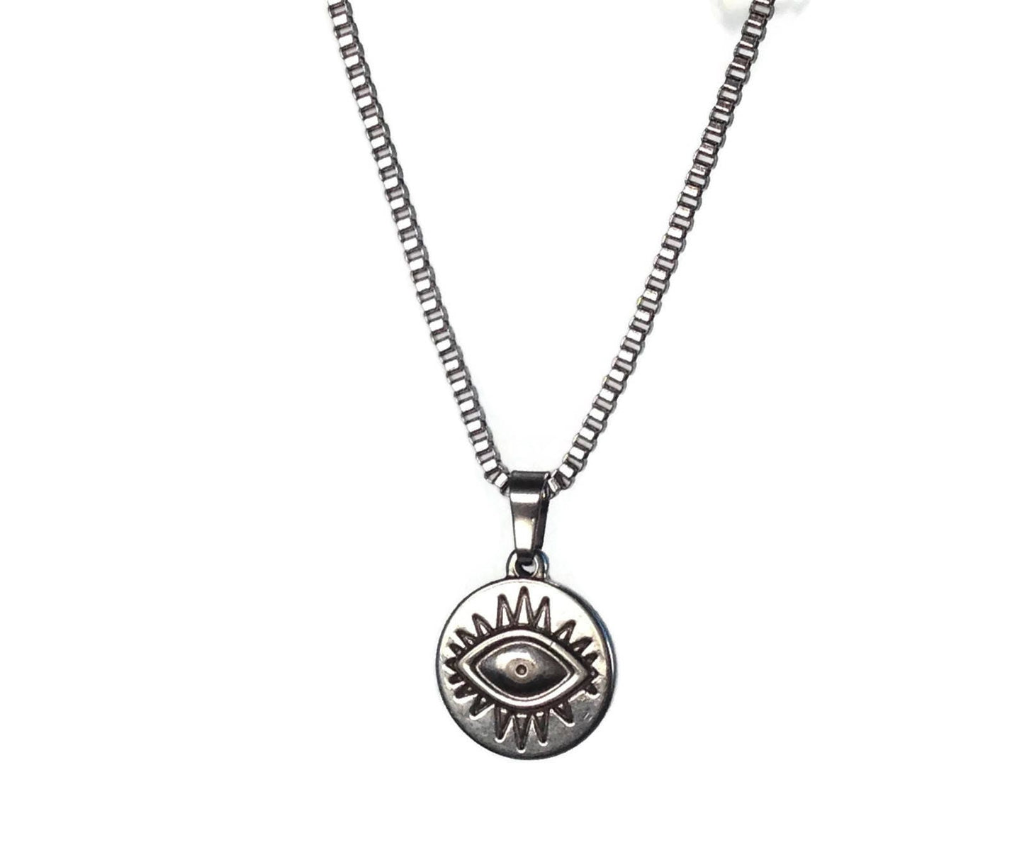 Men's evil eye necklace in stainless steel, Men's gift, Men's protection