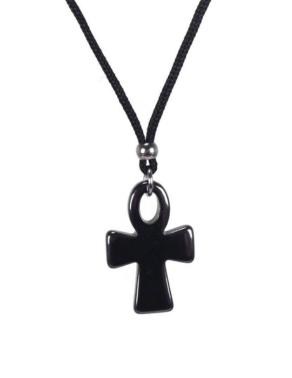 Hematite Gemstone Ankh Cross Pendant - Egyptian Pendant