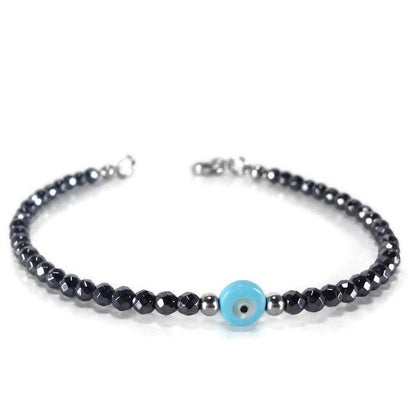 Evil  Eye Hematite Bracelet - Greek Evil Eye Bracelet - Gift for Her