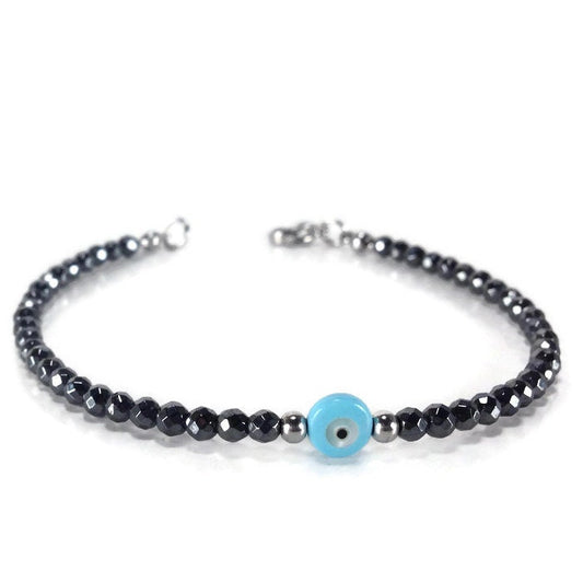 Bracelet hématite Evil Eye - Bracelet grec Evil Eye - Cadeau pour elle