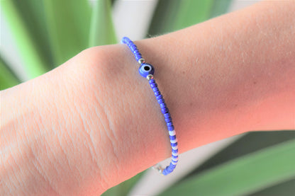 Dark blue evil eye beaded bracelet - Greek jewelry