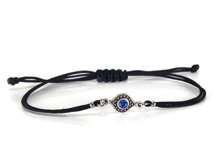 Evil eye charm bracelet with light blue stone, Greek jewelry, gift for her or for him