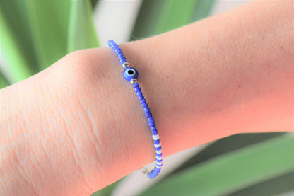 Dark blue evil eye beaded bracelet - Greek jewelry