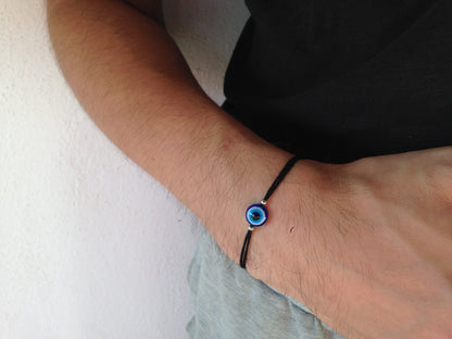 Bracelet oeil bleu pour homme - Bracelet porte bonheur - Cadeau pour lui