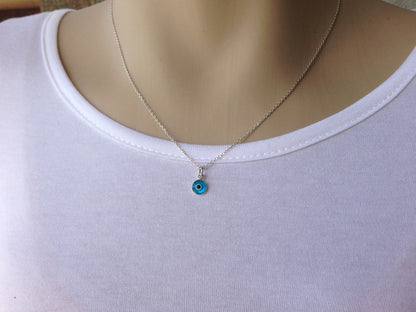 Tiny Evil Eye Necklace | 925 Sterling Silver | Greek Protection Jewelry