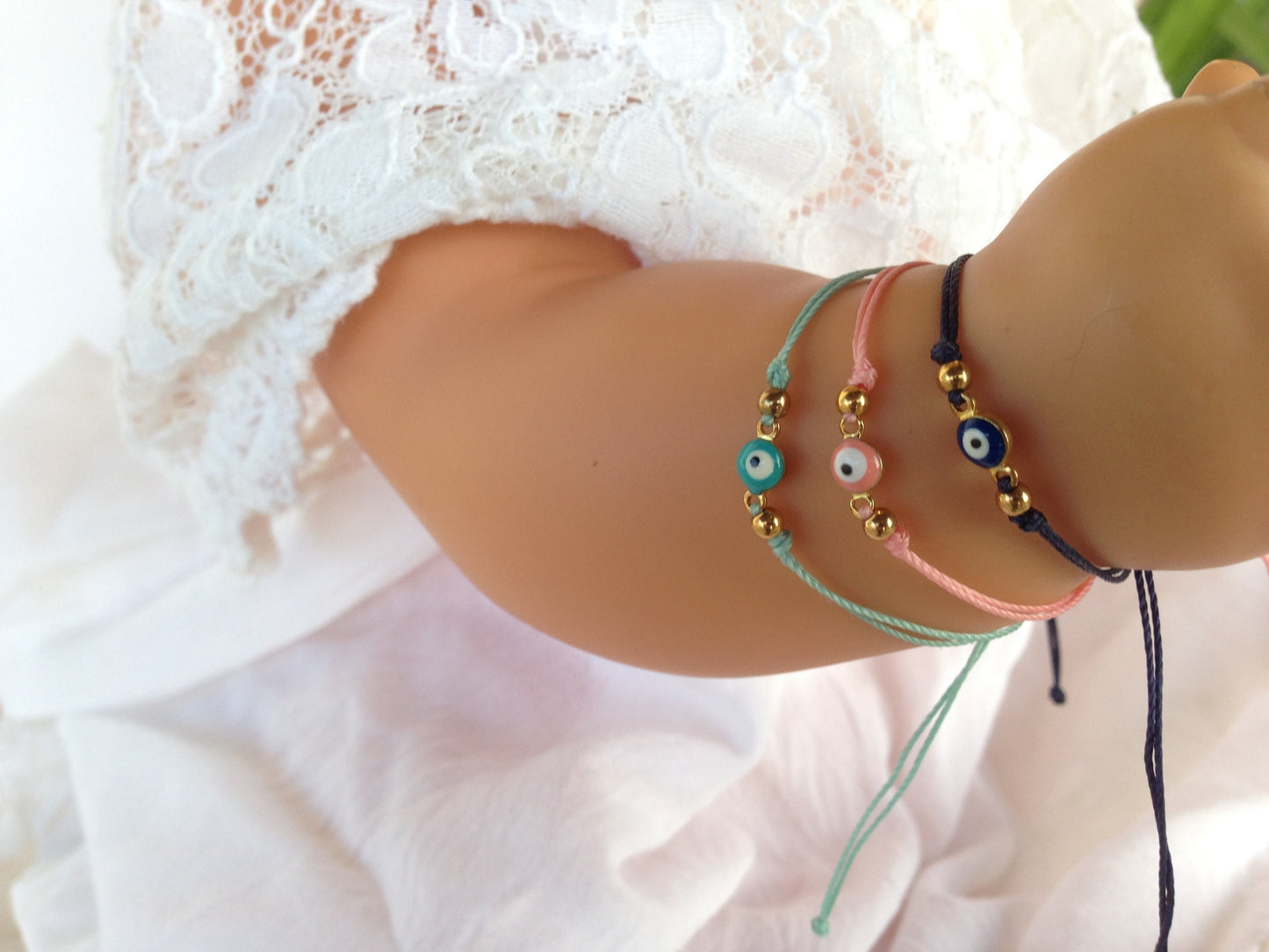 Evil eye baby protection bracelet, more colors available, silver or gold, new mom gift