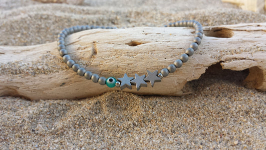 Evil Eye Star Hematite Bracelet - Gemstone bracelet