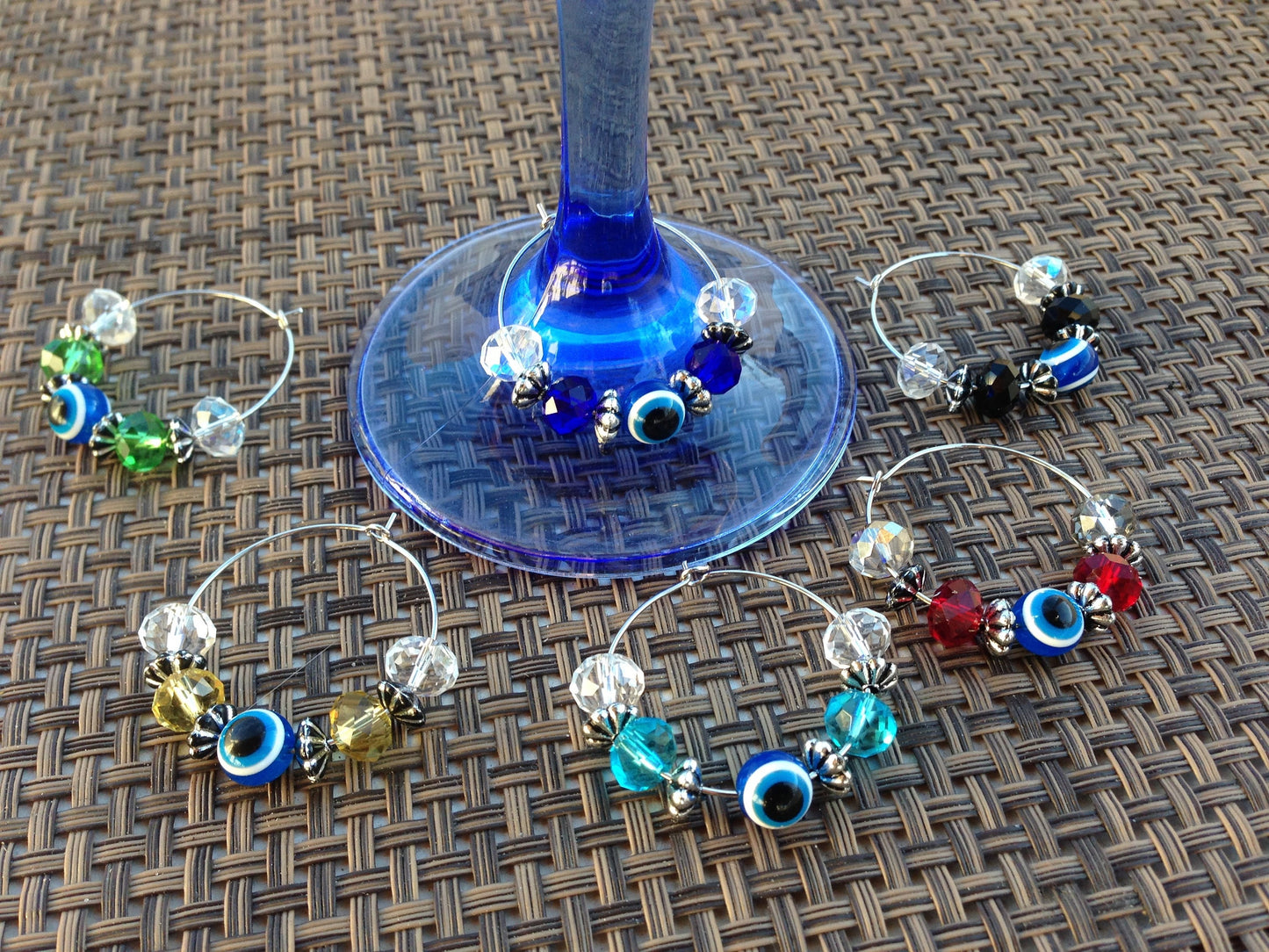 Evil eye party glass charms - Set of 6 - Table decoration